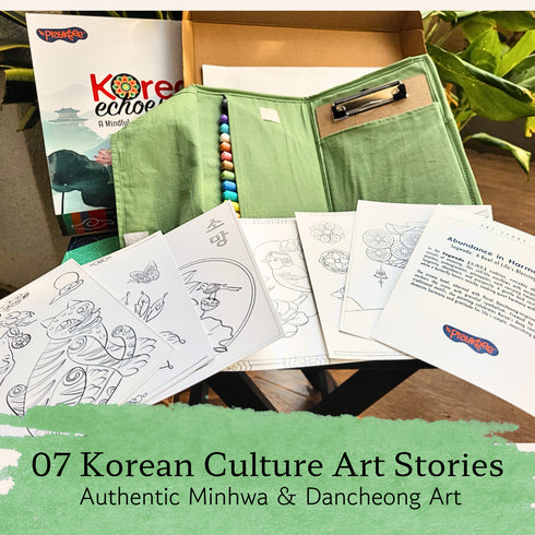 Korean Echoes Art & Mindfulness Kit: A Creative Journey Through Minhwa, Dancheong & Maedeup