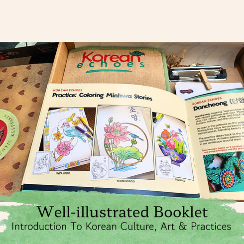 Korean Echoes Art & Mindfulness Kit: A Creative Journey Through Minhwa, Dancheong & Maedeup